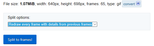 GIF split options