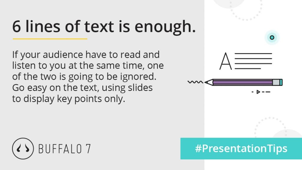 6 lines of text for each PowerPoint slide