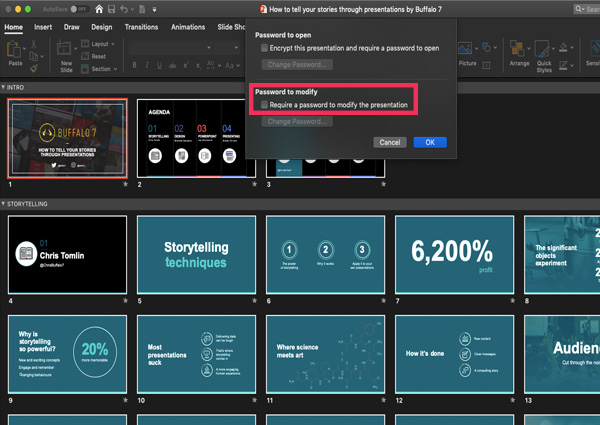 password to modify PowerPoint