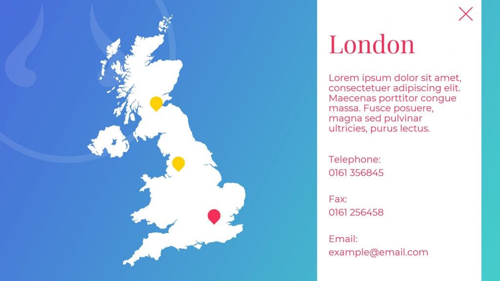 London location on map slide