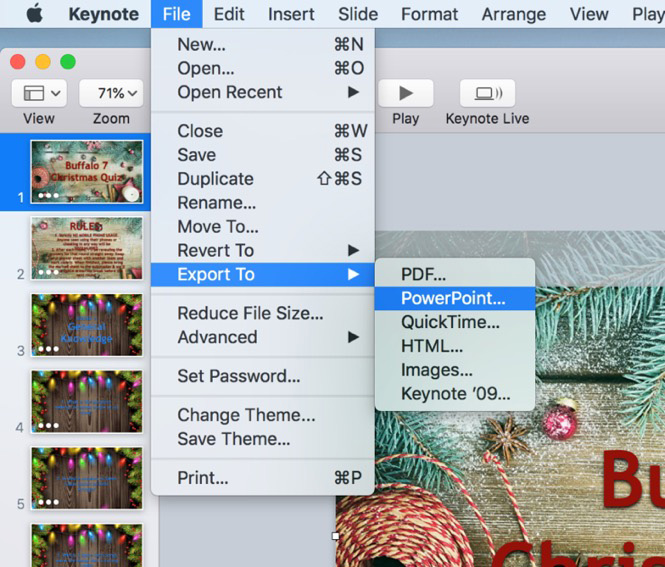 how to convert keynote presentation into powerpoint