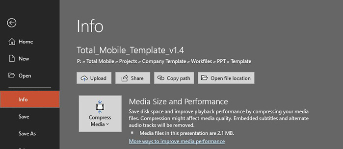 compress media files and video in PowerPoint