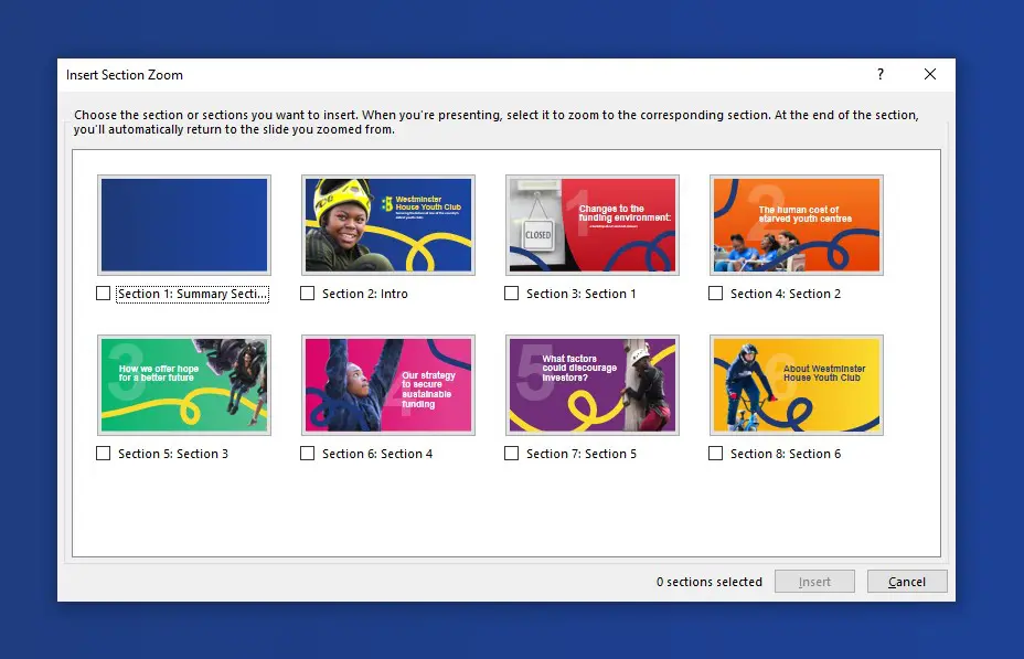 Section Zoom in PowerPoint