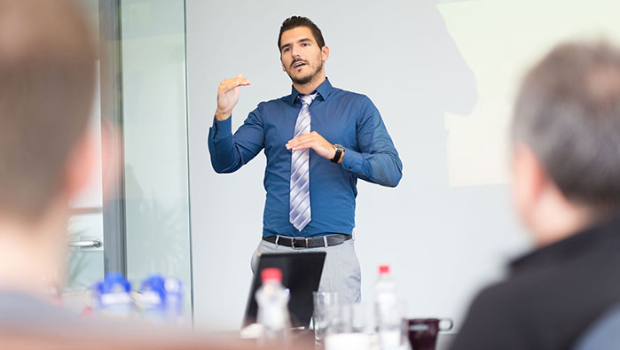 confident male presenter