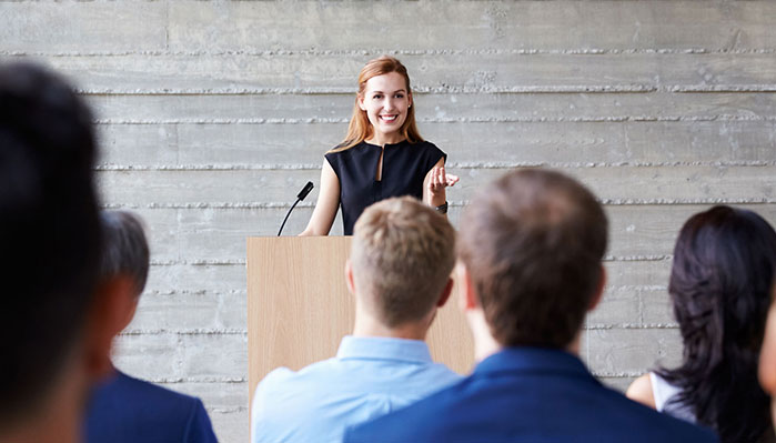 confident female presenter