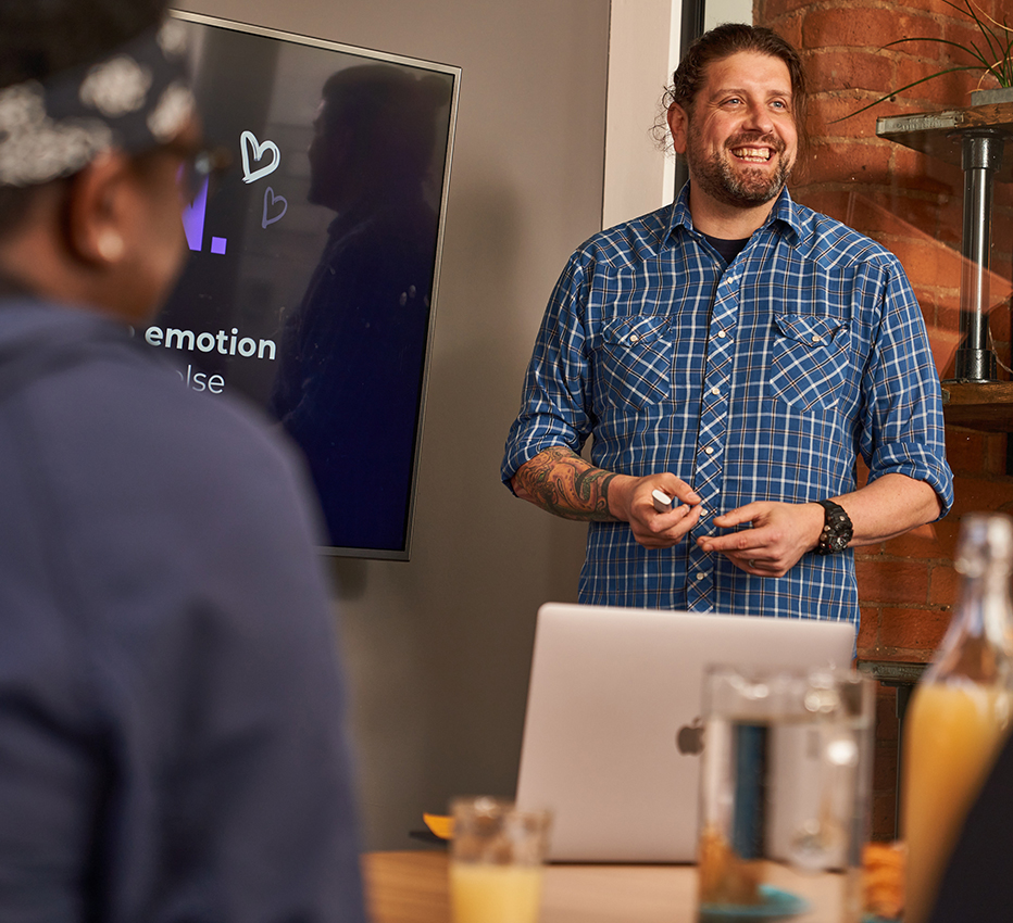 Chris presenting to an audience